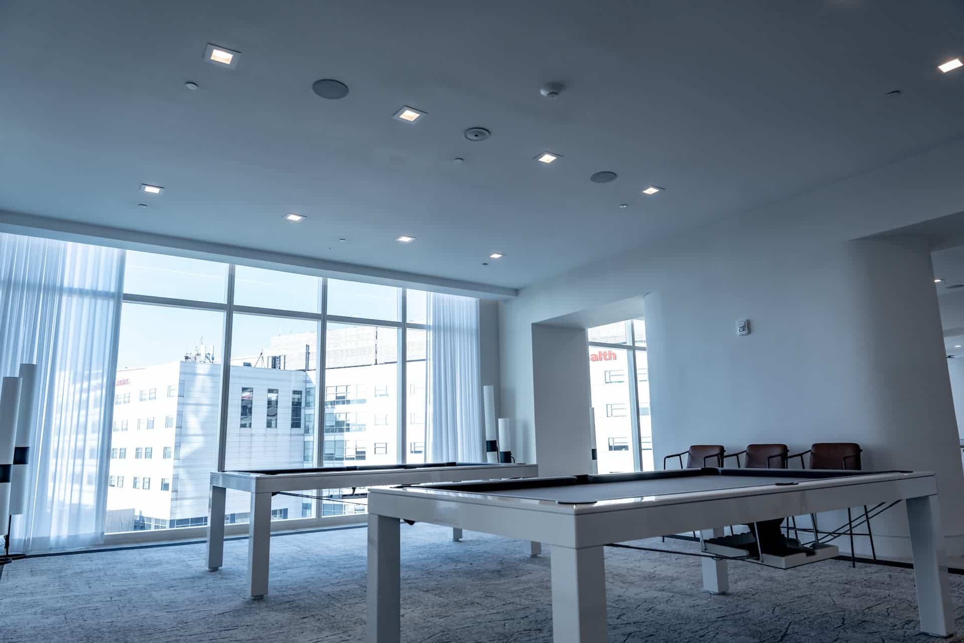 Pool table in the room.